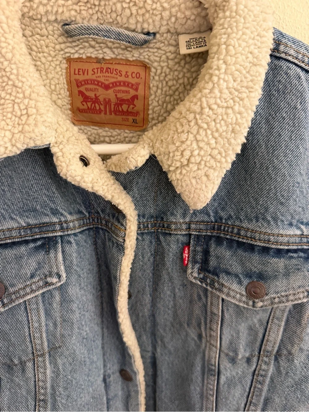 Levi's Light Blue Denim Jacket with Cream Sherpa Collar